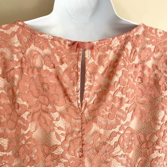 HITHERTO | BHLDN Pink Lace Half Sleeve Shift Mini Dress Women's Size 10 - Picture 8 of 10